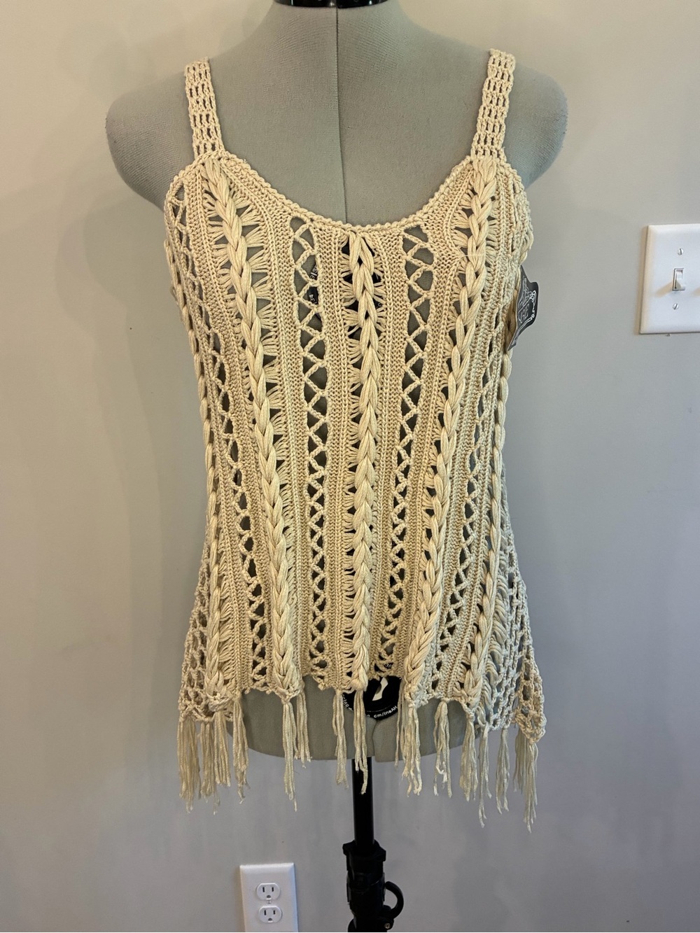 Angie Cream Crochet Fringe Camisole